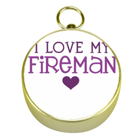 I Love My Fireman Gold Compass from ArtsNow.com Front