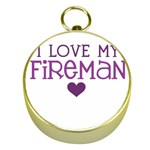 I Love My Fireman Gold Compass