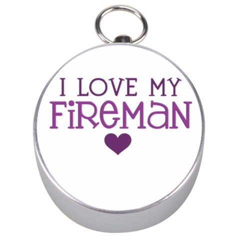 I Love My Fireman Silver Compass from ArtsNow.com Front