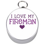 I Love My Fireman Silver Compass