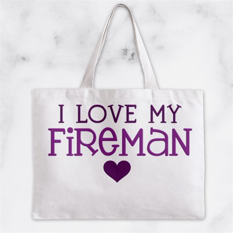 I Love My Fireman Zipper Mini Tote Bag from ArtsNow.com Front