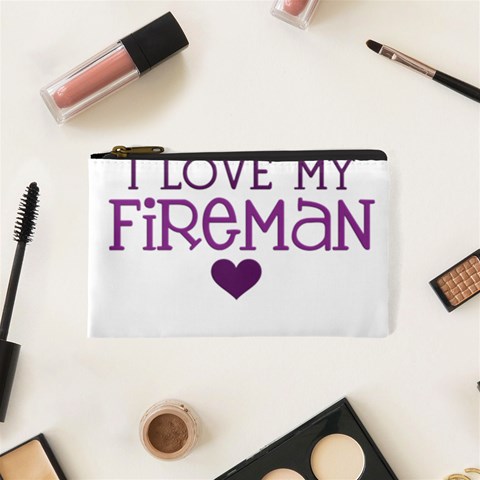 I Love My Fireman Cosmetic Bag (XS) from ArtsNow.com Front