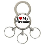 I Love My Fireman 3-Ring Key Chain