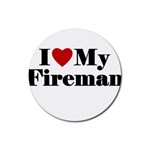 I Love My Fireman Rubber Coaster (Round)