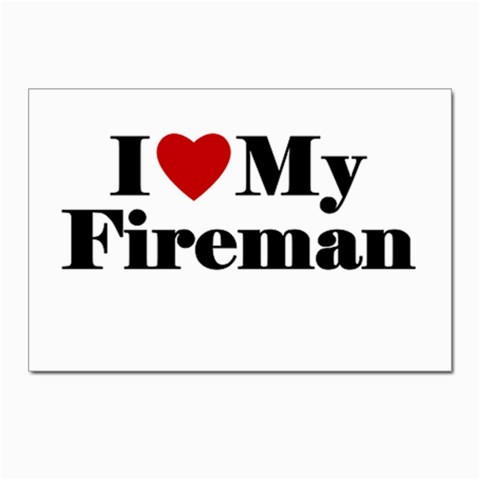 I Love My Fireman Postcard 4 x 6  (Pkg of 10) from ArtsNow.com Front