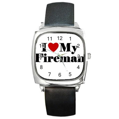 I Love My Fireman Square Metal Watch from ArtsNow.com Front