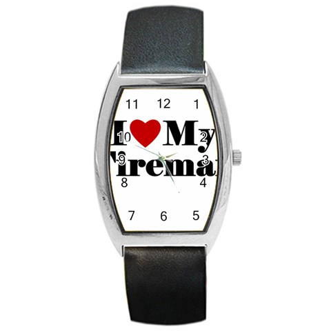 I Love My Fireman Barrel Style Metal Watch from ArtsNow.com Front