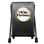 I Love My Fireman Pen Holder Desk Clock