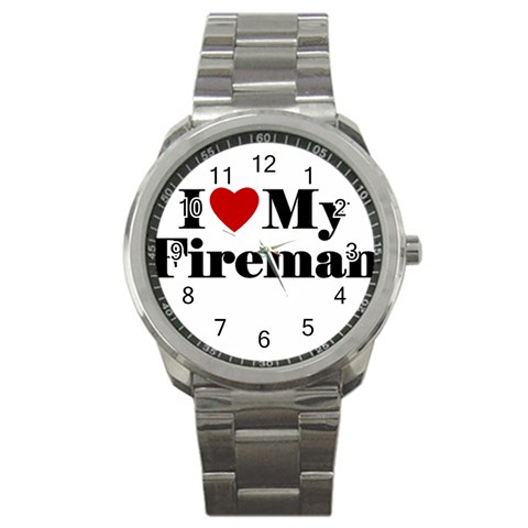 I Love My Fireman Sport Metal Watch from ArtsNow.com Front