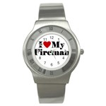 I Love My Fireman Stainless Steel Watch