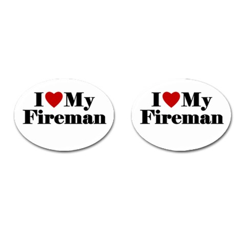 I Love My Fireman Cufflinks (Oval) from ArtsNow.com Front(Pair)