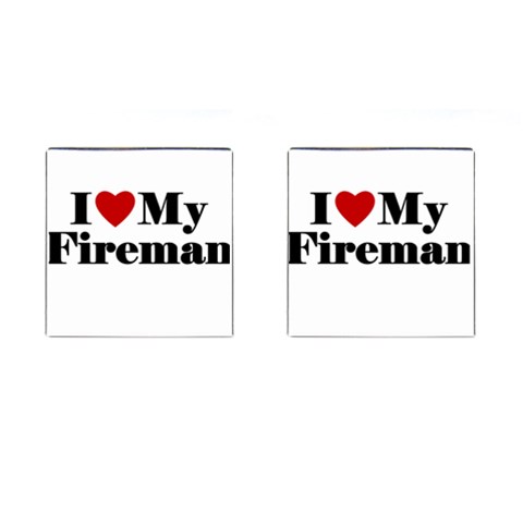 I Love My Fireman Cufflinks (Square) from ArtsNow.com Front(Pair)