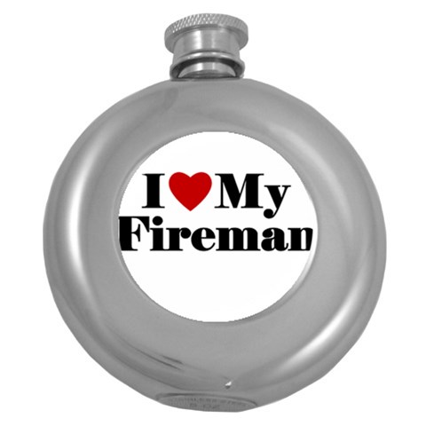 I Love My Fireman Hip Flask (5 oz) from ArtsNow.com Front