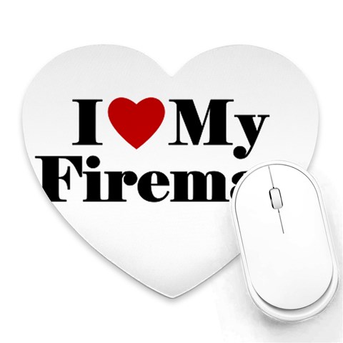 I Love My Fireman Heart Mousepad from ArtsNow.com Front