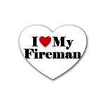 I Love My Fireman Rubber Heart Coaster (4 pack)