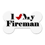 I Love My Fireman Dog Tag Bone (Two Sides)