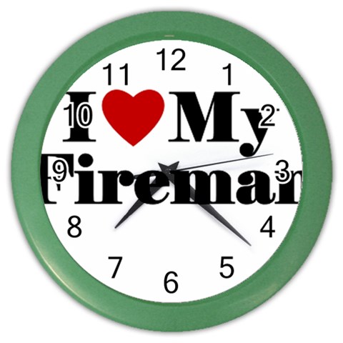 I Love My Fireman Color Wall Clock from ArtsNow.com Front