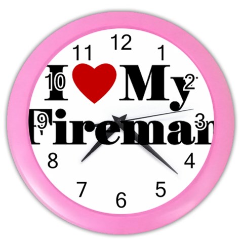 I Love My Fireman Color Wall Clock from ArtsNow.com Front