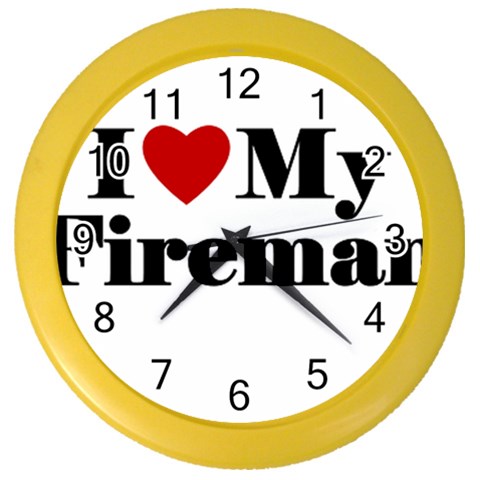 I Love My Fireman Color Wall Clock from ArtsNow.com Front