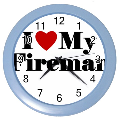 I Love My Fireman Color Wall Clock from ArtsNow.com Front