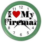 I Love My Fireman Color Wall Clock