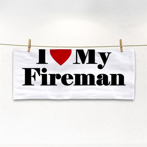 I Love My Fireman Hand Towel from ArtsNow.com Front