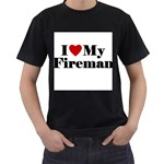 I Love My Fireman Men s T-Shirt (Black)