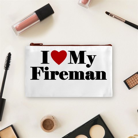 I Love My Fireman Cosmetic Bag (Small) from ArtsNow.com Front