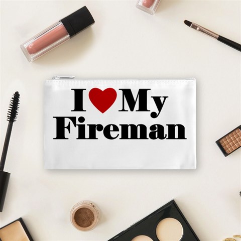 I Love My Fireman Cosmetic Bag (Small) from ArtsNow.com Front