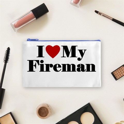 I Love My Fireman Cosmetic Bag (Small) from ArtsNow.com Front