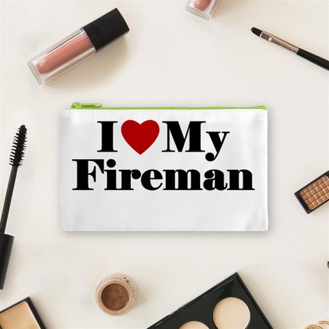 I Love My Fireman Cosmetic Bag (Small) from ArtsNow.com Front