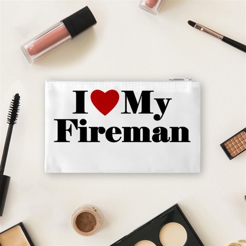 I Love My Fireman Cosmetic Bag (Small) from ArtsNow.com Back