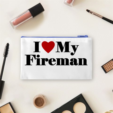 I Love My Fireman Cosmetic Bag (Small) from ArtsNow.com Back