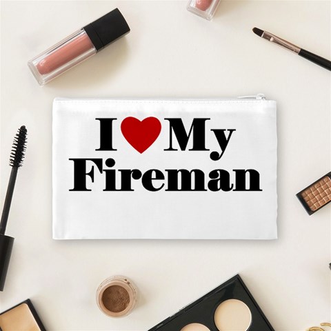 I Love My Fireman Cosmetic Bag (Medium) from ArtsNow.com Back