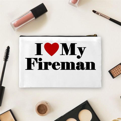 I Love My Fireman Cosmetic Bag (Medium) from ArtsNow.com Back