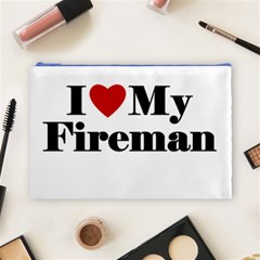 I Love My Fireman Cosmetic Bag (Large) from ArtsNow.com Front