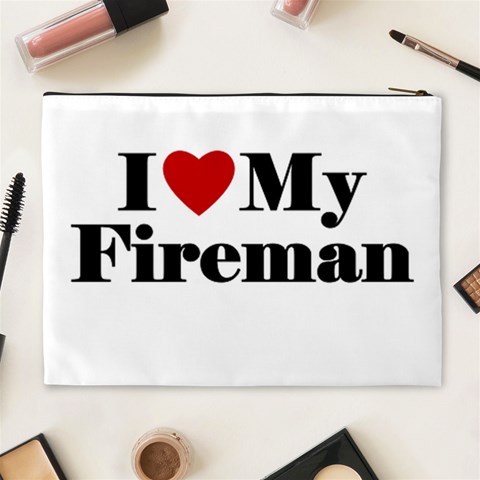 I Love My Fireman Cosmetic Bag (XL) from ArtsNow.com Back