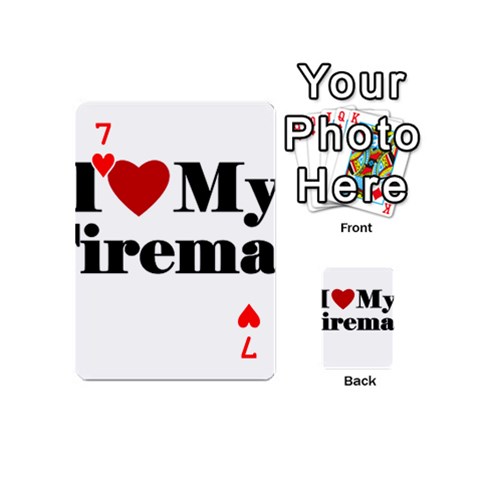 I Love My Fireman Playing Cards 54 (Mini) from ArtsNow.com Front - Heart7