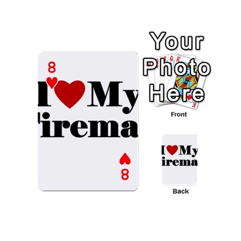 I Love My Fireman Playing Cards 54 (Mini) from ArtsNow.com Front - Heart8