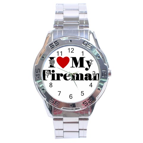 I Love My Fireman Stainless Steel Analogue Watch from ArtsNow.com Front