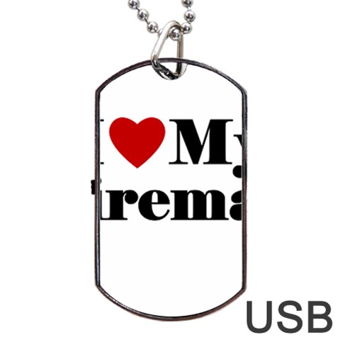 I Love My Fireman Dog Tag USB Flash (One Side) from ArtsNow.com Front