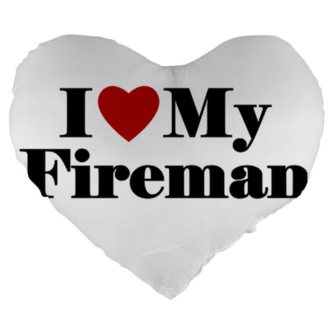 I Love My Fireman Large 19  Premium Heart Shape Cushion from ArtsNow.com Front