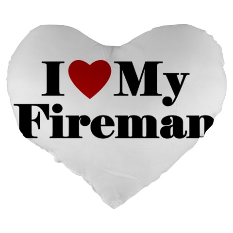 I Love My Fireman Large 19  Premium Heart Shape Cushion from ArtsNow.com Back