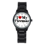 I Love My Fireman Stainless Steel Round Watch