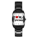 I Love My Fireman Stainless Steel Barrel Watch