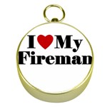 I Love My Fireman Gold Compass