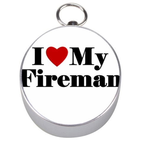 I Love My Fireman Silver Compass from ArtsNow.com Front