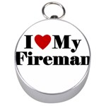 I Love My Fireman Silver Compass