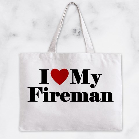 I Love My Fireman Zipper Mini Tote Bag from ArtsNow.com Front