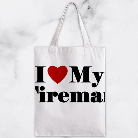 I Love My Fireman Zipper Classic Tote Bag from ArtsNow.com Front